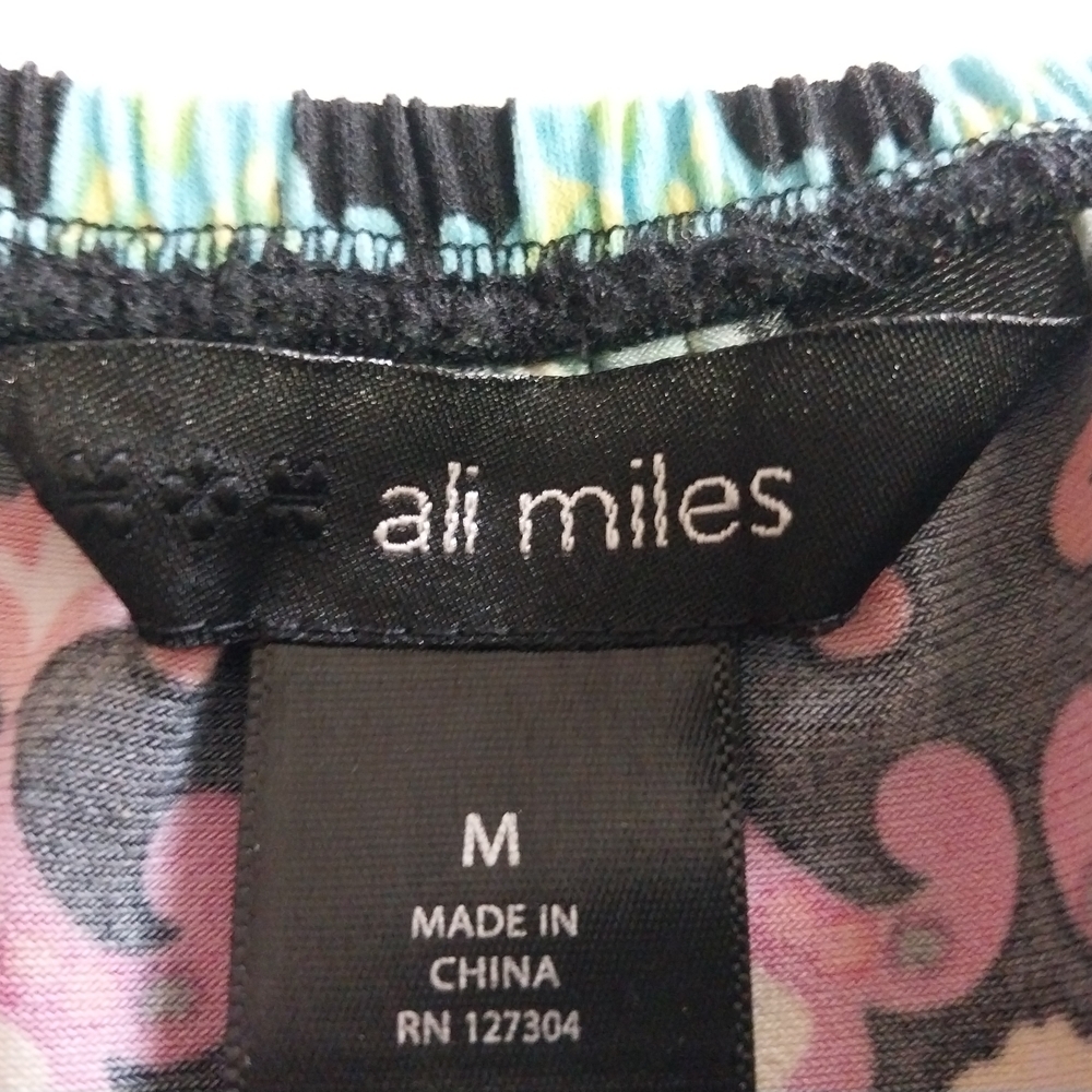 Ali Miles Black Tunic with Multicolor Geometric Trim and Crochet Hem - Picture 9 of 15